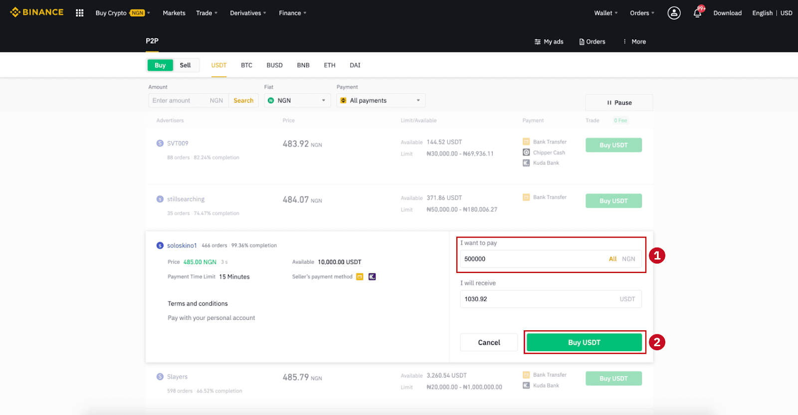 How to Buy Crypto on Binance P2P by Web and Mobile App 7