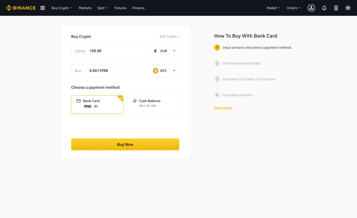 how to buy cryptos on binance with debitcredit card 2