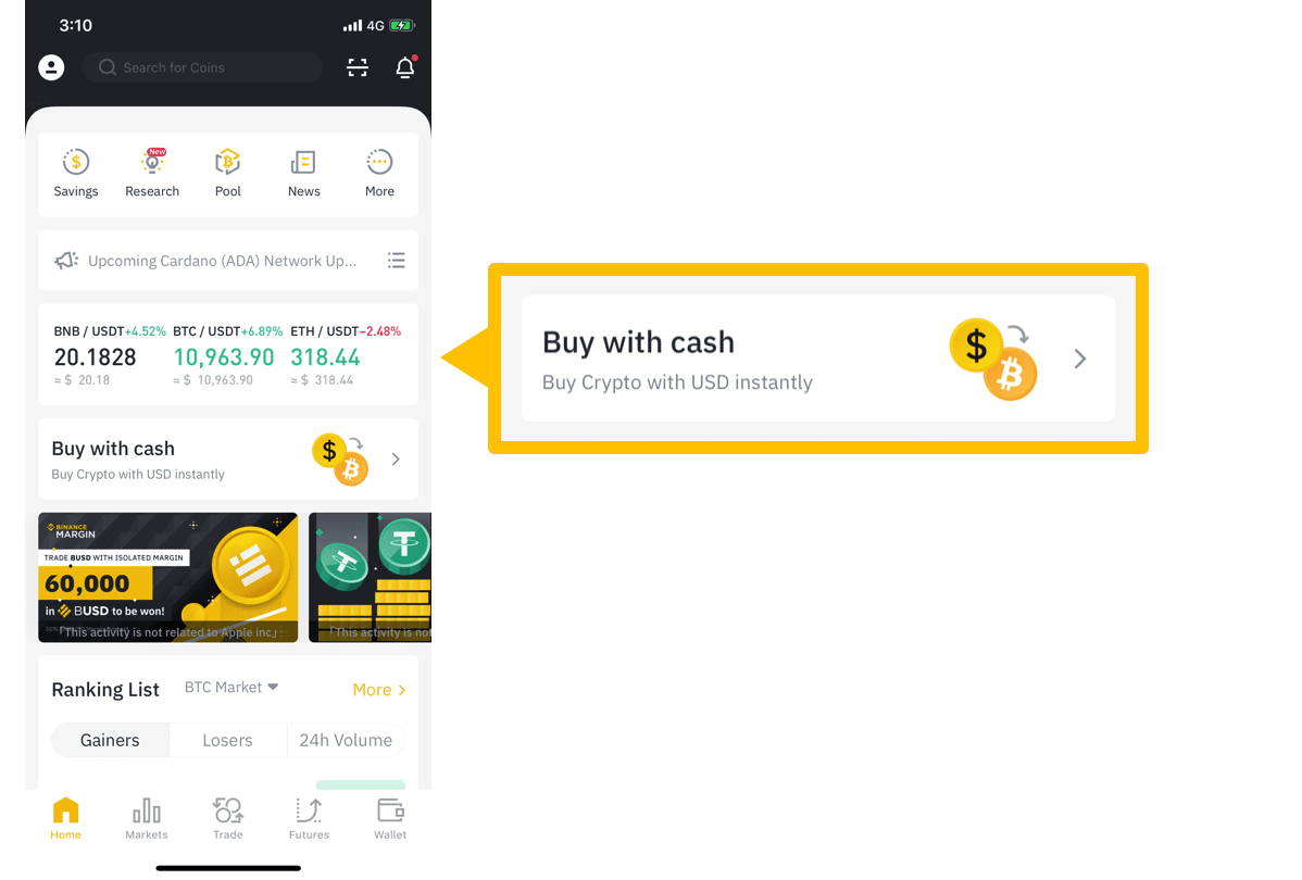 how to buy cryptos on binance with debitcredit card via web and mobile app 1