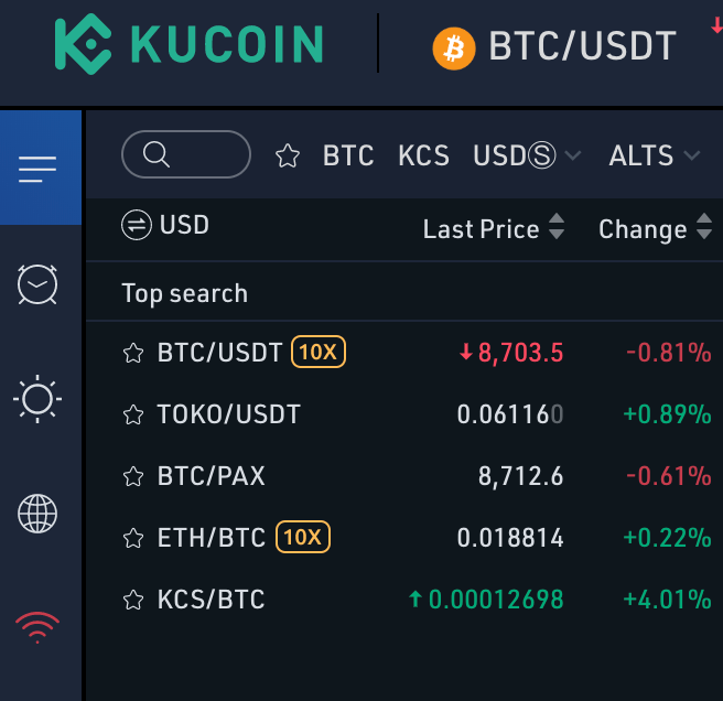kucoin search pair