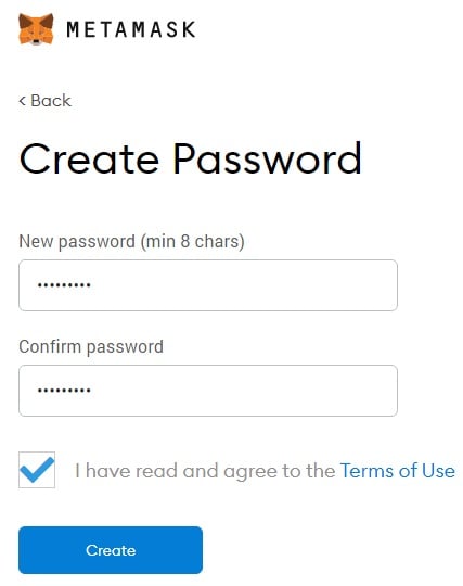 metamask password